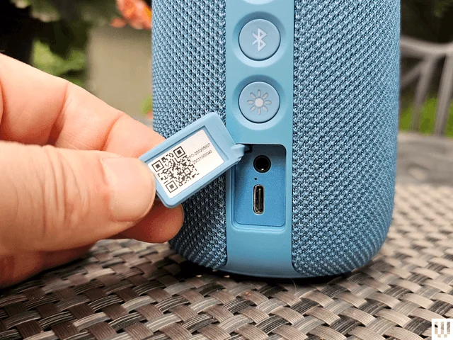 Image may contain: Electronics, Speaker, and QR Code